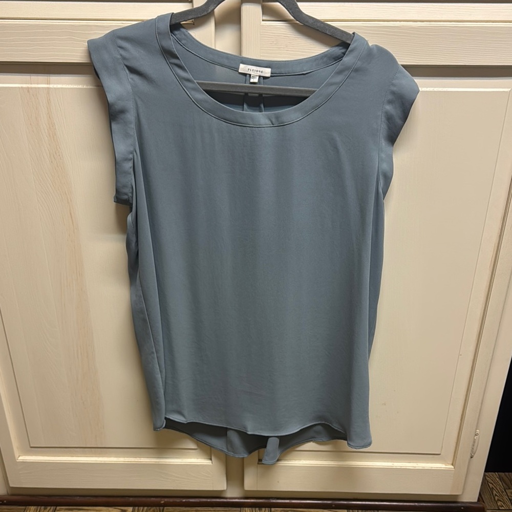 Ann Taylor Blue Cap Sleeve Blouse with Relaxed Fit